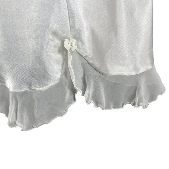 Linea Donatella Womens M White Cream Lace Coquette Satin Slip Dress Chiffon Trim - Picture 9 of 16